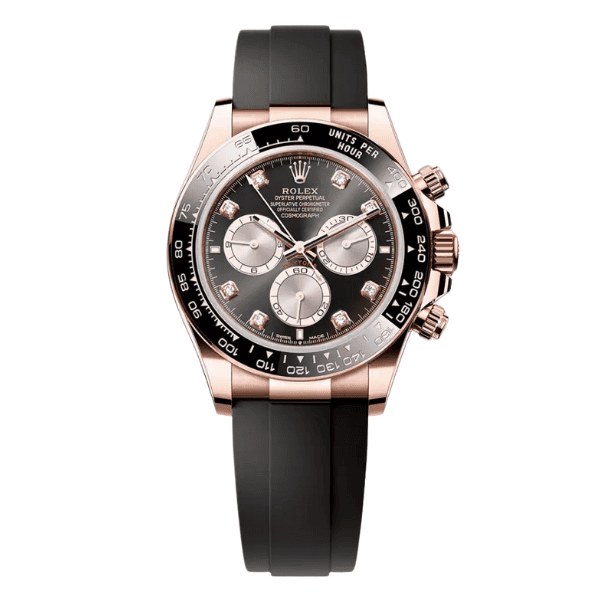 Kolekcija A Ref. NV-121 — Rose gold kućište, crni kronograf i crni gumeni remen
