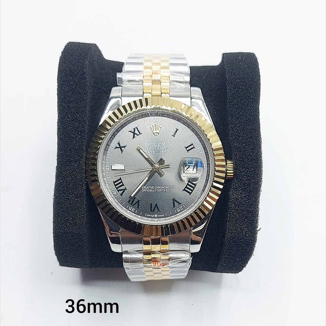 Rolex Datejust 36 — Dvobojni, fluted bezel, rimski indeksi