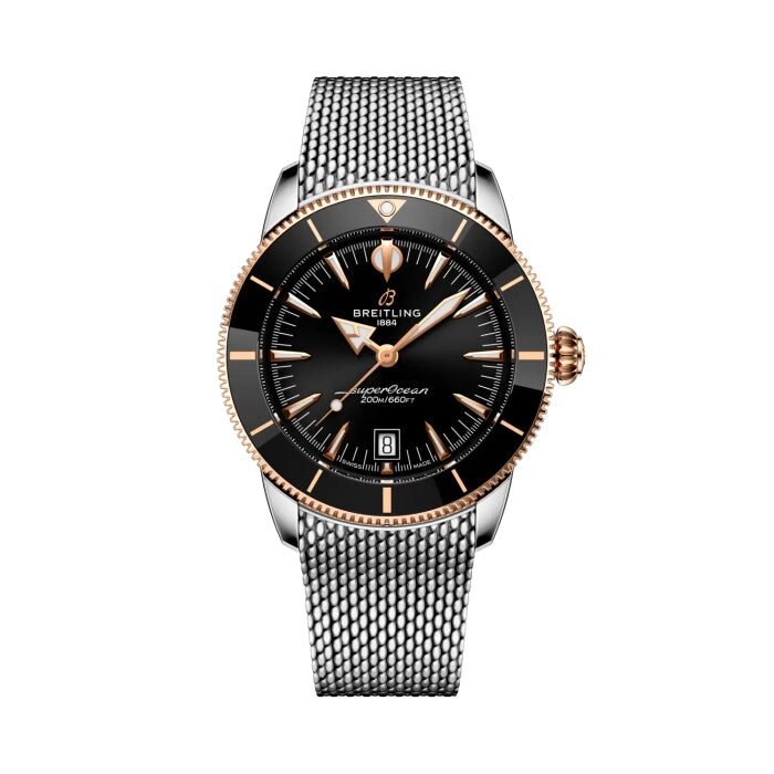 Kolekcija C Ref. AV-105 — Crni brojčanik, zlatni bezel i mesh čelična narukvica
