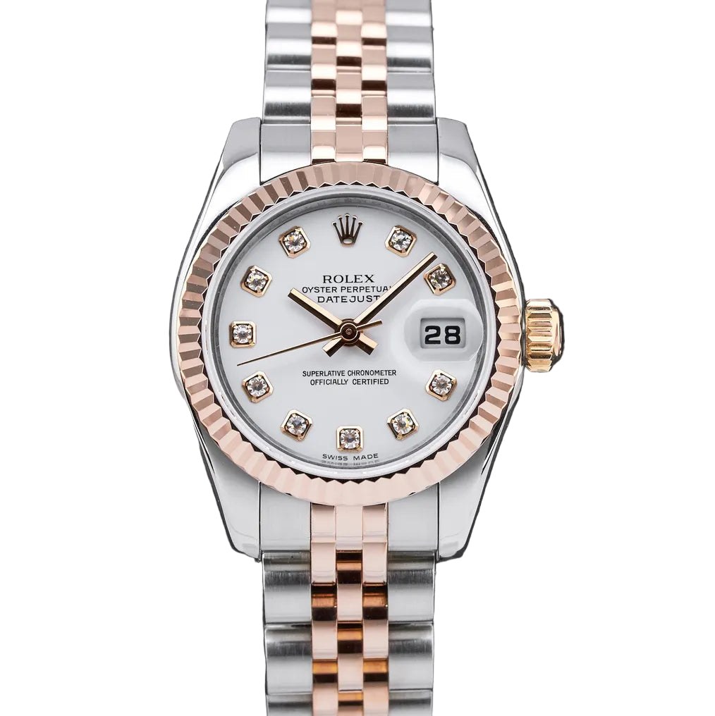 Kolekcija A Ref. NV-124 — Dvobojna rose gold izvedba, bijeli brojčanik s draguljima